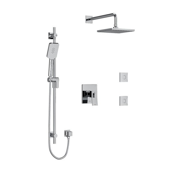 Zendo Type T/P (Thermostatic/Pressure Balance) 1/2 Inch Coaxial 3-Way System Hand Shower Rail Elbow Supply Shower Head And 2 Body Jets - Chrome | Model Number: KIT3545ZOTQC-6-EX