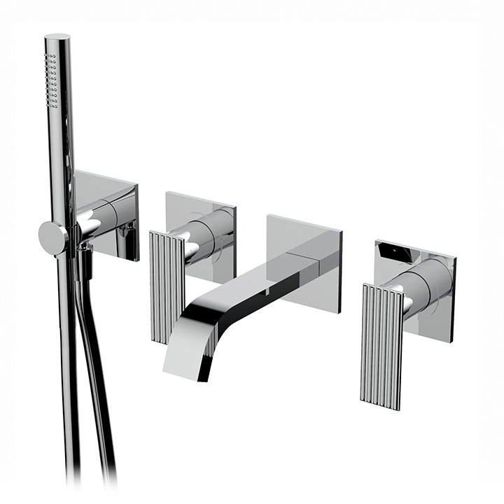 Wallmount tub filler with handshower