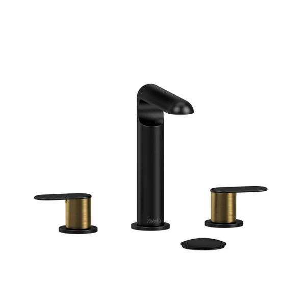 Ciclo Widespread Bathroom Faucet - Black And Brushed Gold | Model Number: CI08BKBG