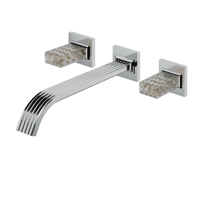 Wallmount 8" c.c. lavatory faucet with crystal handles