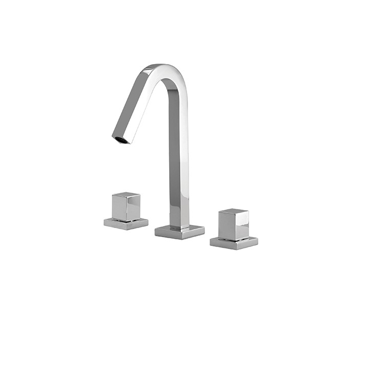 Short widespread lavatory faucet