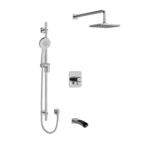 Salomé Type T/P (Thermostatic/Pressure Balance) 1/2 Inch Coaxial 3-Way System With Hand Shower Rail Shower Head And Spout - Chrome | Model Number: KIT1345SAC-EX