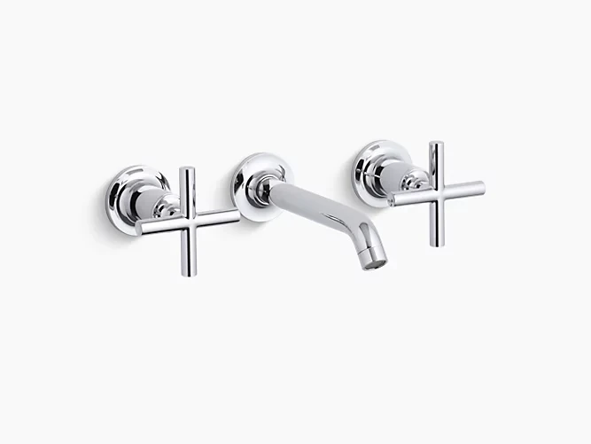 Widespread wall-mount bathroom sink faucet trim with cross handles, 1.2 gpm