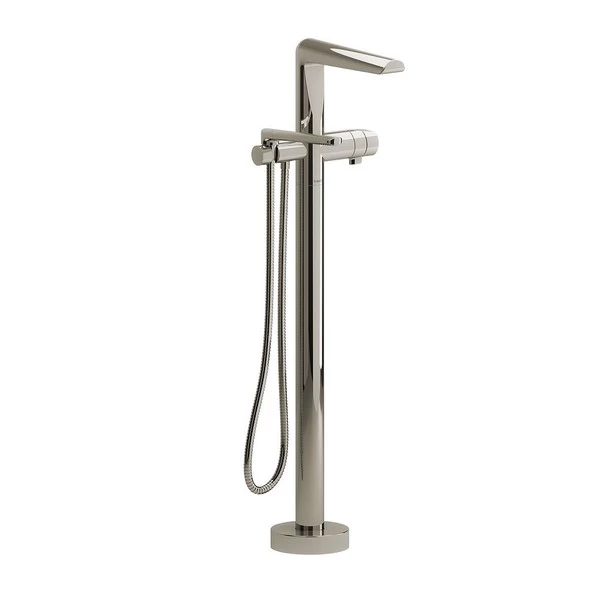 Parabola 2-Way Type T (Thermostatic) Coaxial Floor-Mount Tub Filler With Hand Shower - Polished Nickel | Model Number: PB39PN-SPEX