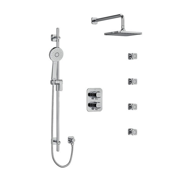 Salomé Type T/P (Thermostatic/Pressure Balance) Double Coaxial System With Hand Shower Rail 4 Body Jets And Shower Head - Chrome | Model Number: KIT446SAC-6